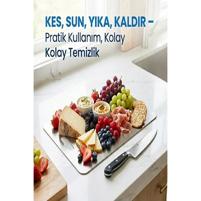 Çelik Paslanmaz  Metal Tezgah Koruyucu Kesme Çelik Tahtası Hamur Açma Tezgahı 23X34 Cm