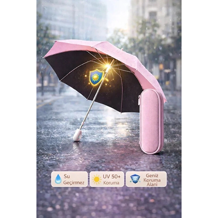 Şemsiye Kapsül  Otomatik Aç Kapa Rüzgara Dayanıklı Taşıma Kılıflı Mini Çanta Boy Şemsiye