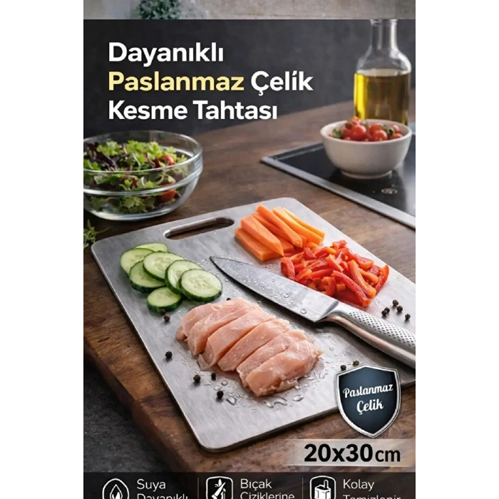 Kesme Çelik Tahtası Paslanmaz Çelik Metal Tezgah Koruyucu Hamur Açma Tezgahı 20X30 Cm