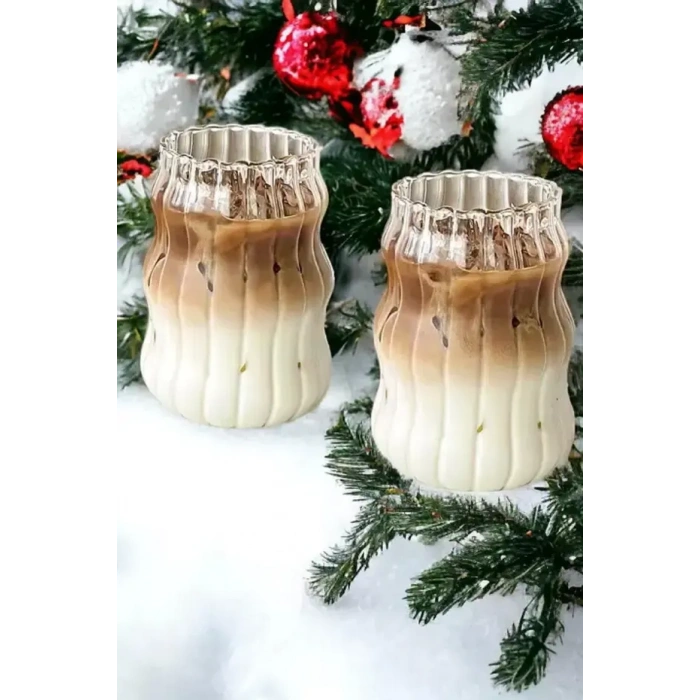 2li su kabağı  Bardak  Latte Kahve Kokteyl Sunum Bardağı 400ml  Sapaklı İskandinav Cam