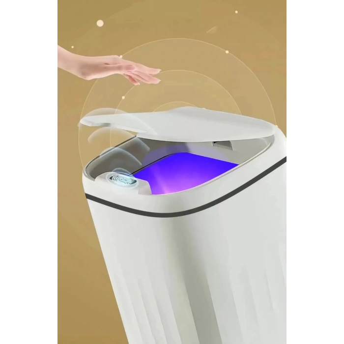 Akıllı Teknolojik Sensörlü Çöp Kovası Işık Antibakteriyel Koku Geçirmez Ofis Banyo Mutfak 20L UV