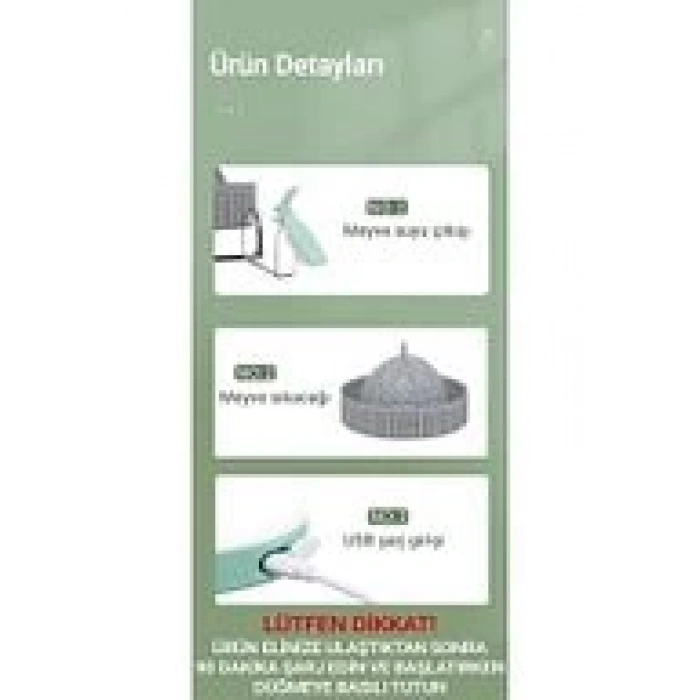 Şarjlı Pratik Narenciye Sıkacağı Taşınabilir Usb Hazneli Portakal Limon Katı Meyve Sıkma Makinesi