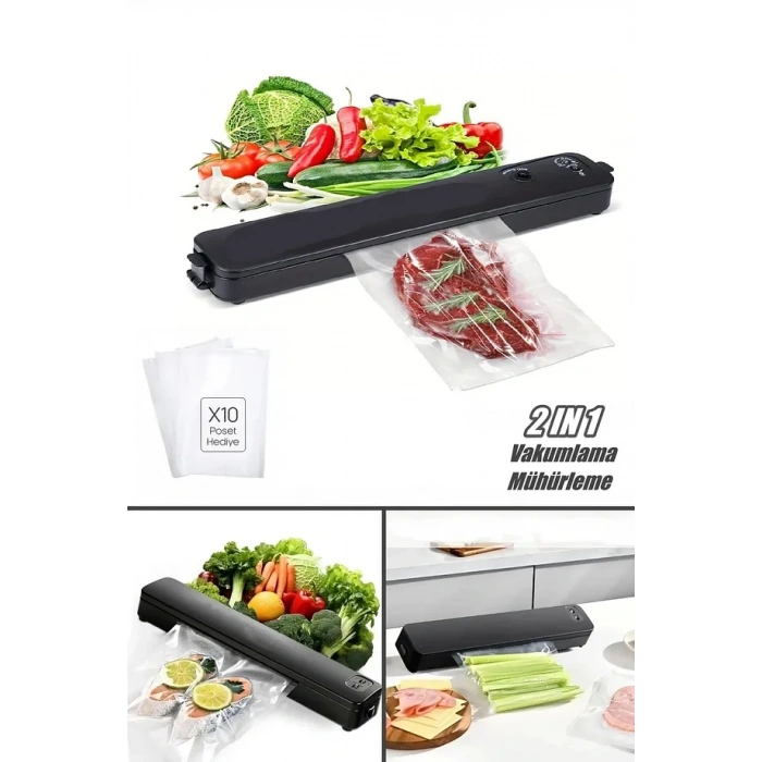 Vakum Gıda Makinesi Mühürleme Poşet  Hediyeli Ev Tipi Yapıştırma ve Gıda Yiyecek Vakumlama