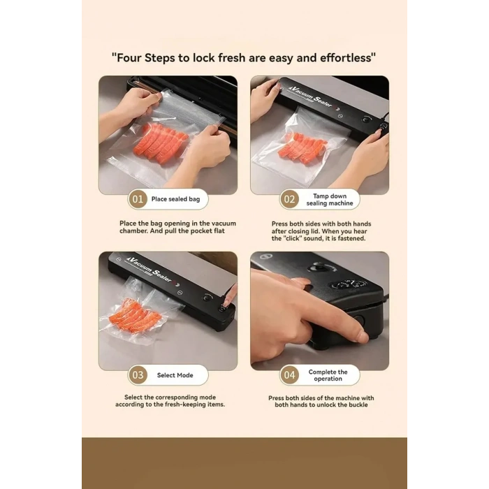 Vakum Gıda Makinesi Mühürleme Poşet  Hediyeli Ev Tipi Yapıştırma ve Gıda Yiyecek Vakumlama