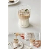 2li  Bardak Kahve Sunum  İskandinav Midi Vintage Burgulu Tarz Isıya Dayanıklı Cam Bardağı 380 ml.