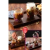 2li Flower Cup Çift Cidarlı Çiçekli Bardak Sunum Bardağı Set  El Yapımı Borosilikat  250 Ml 350 Ml