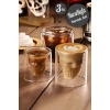 3lü Kuru Kafa Tasarımlı Çift Cidarlı Cam Bardak Kahve Sunum Bar