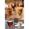3lü Kuru Kafa Tasarımlı Çift Cidarlı Cam Bardak Kahve Sunum Bar