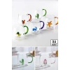 4lü Figürlü Cam Bardak 3D Kawaii Renkli Kulplu Sunum Fincanı 350ml Sevimli Karikatürler Bardağı