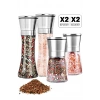 4lü Karabiber Tuzluk Değirmeni Seramik Bıçaklı Öğütücü Karabiber Biberlik Baharatlık Takımı