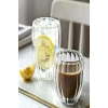 3lü Çift Cidarlı Burgulu Kristal Cam Bardağı Çay Süt Kahve Kupası Sıcak & Soğuk