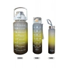 3lü Motivasyon Su Matarası Rengarenk Pipetli Su Şişesi Taşınabilir Seyahat Suluk Ve Matara