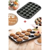 24lü Ve 12li Muffin Cupcake Kapsüllü Muffin Kalıbı Yüksek Kaliteli Yanmaz Yapışmaz Turta Tepsi