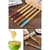 Bambu Chopstick 5 Li Desenli Yıkanabilir Çin Çubuk Suşi Ramen Noodle Yemek Çubuğu