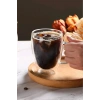 Çift Cidarlı Bardak Cam Kupa 350 Ml Ev Ofis Espresso Kahve Fincanı Borosilikat Kulplu Çay Bardağı El