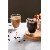 Çift Cidarlı Bardak Cam Kupa 350 Ml Ev Ofis Espresso Kahve Fincanı Borosilikat Kulplu Çay Bardağı El