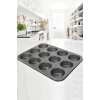 Muffin Kalıbı 12li Kek Kurabiye Cupcake Muffin Kalıbı Fırın Kapsül Tepsisi Granit Kaplama