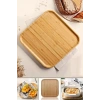 6lı Kare Bambu Gourmet Kahvaltı Tabağı Pasta Servis Sunum Tepsi İkramlık Ahşap Tabak