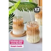 2li su kabağı  Bardak  Latte Kahve Kokteyl Sunum Bardağı 400ml  Sapaklı İskandinav Cam