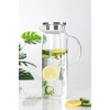 Borosilikat Cam Sürahi Kulplu Çelik Kapaklı Soğuk Sıcak Kokteyl Meşrubat Karaf Cam Sürahisi 1500 ml Isıya