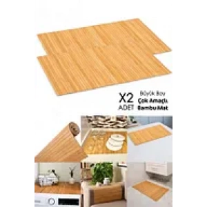 2li Bambu Naturel Banyo Matı Kaydırmaz Çamaşır Makinası Üstü Örtüsü Mutfak Bulaşık Matı Su