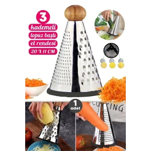 1li Çelik Rende 3 Başlı Sarımsak Patates Sebze Doğrayıcı Rende Silikon Tabanlı