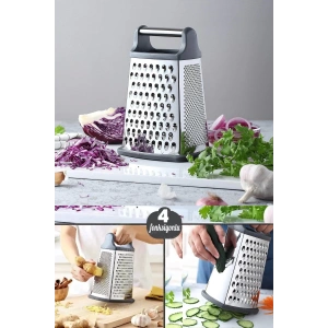 Büyük Boy Çelik Rende Silikon Tabanlı 4 Fonksiyonlu Sarımsak Kereviz