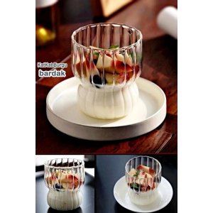 Katlı Burgu Şekilli Bardak Kahve Sunum Bardağı Isıya Dayanıklı Borosilikat