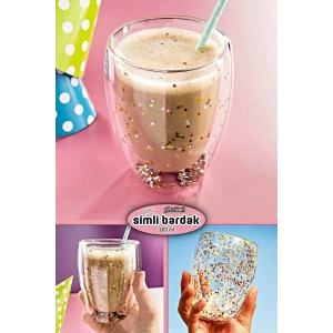 Yıldız Simli Retro Bardak Kahve Sunum Meşrubat Kokteyl Bardağı