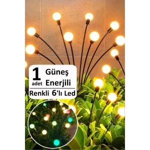 Tekli 6 Led Renkli Solar Bahçe Işıkları Güneş Enerjili Bahçe Peyzaj Aydınlatma