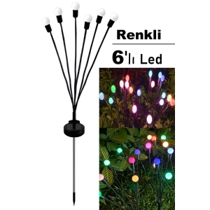 6 Led Renkli Solar Bahçe Işıkları 2 Li Güneş Enerjili Bahçe Peyzaj Aydınlatma Su Geçirmez Led Lamba