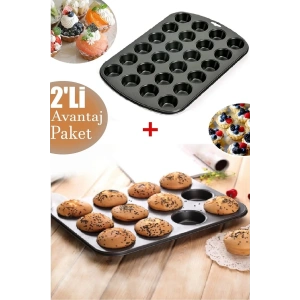 24lü Ve 12li Muffin Cupcake Kapsüllü Muffin Kalıbı Yüksek Kaliteli Yanmaz Yapışmaz Turta Tepsi
