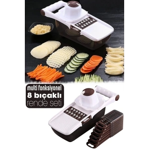 Çok Fonksiyonlu Paslanmaz 8 Bıçaklı Rende Sebze Patates Doğrayıcı Dilimleyici Pratik Rende Seti