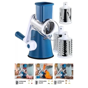 3 Bıçaklı Kollu Değirmen Sebze Meyve Peynir Fındık Dilimleyici Doğrayıcı Öğütücü Rende Seti