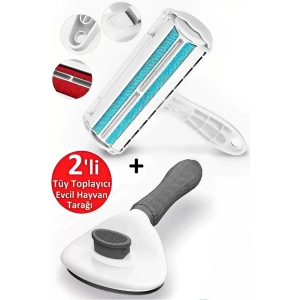 Kedi Köpek Tarağı Evcil Hayvan Fırçası Masaj Aleti Hazneli Kıl Tüy Toplayıcı Elbise Halı Temizliği