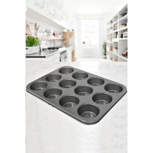 Muffin Kalıbı 12li Kek Kurabiye Cupcake Muffin Kalıbı Fırın Kapsül Tepsisi Granit Kaplama