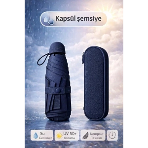 Şemsiye Kapsül Otomatik Aç Kapa Rüzgara Dayanıklı Taşıma Kılıflı Mini Çanta Boy Şemsiye