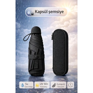 Şemsiye Kapsül  Otomatik Aç Kapa Rüzgara Dayanıklı Taşıma Kılıflı Mini Çanta Boy Şemsiye