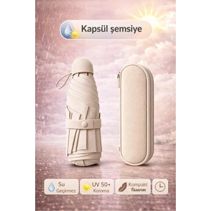 Şemsiye Kapsül Otomatik Aç Kapa Rüzgara Dayanıklı Taşıma Kılıflı Mini Çanta Boy Şemsiye