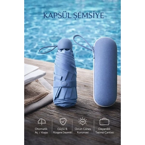 Şemsiye Kapsül  Otomatik Aç Kapa Rüzgara Dayanıklı Taşıma Kılıflı Mini Çanta Boy Şemsiye