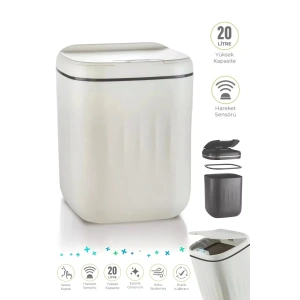 Akıllı Sensörlü Çöp Kovası Teknolojik Ofis Banyo Mutfak 20L UV Işık Antibakteriyel Koku Geçirmez