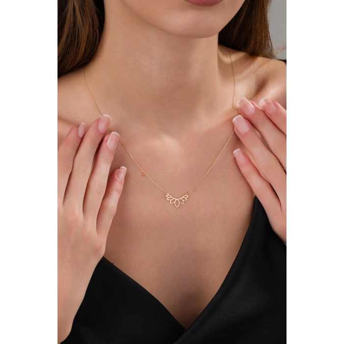 14 AYAR ALTIN LOTUS ÇİÇEĞİ KOLYE