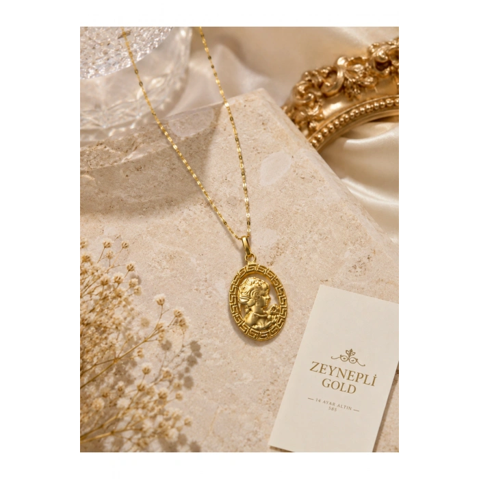14 AYAR ALTIN CAMEO MODEL KOLYE