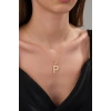 14 Ayar Altın Büyük Füzyon P Harfli Kolye