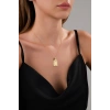 14 AYAR ALTIN VİNTAGE E HARFLİ KOLYE