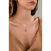 14 AYAR ALTIN FİRUZE KAFESLİ BURGU KOLYE