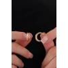 14 AYAR ALTIN ÇİZGİLİ MİDYE HALKA KÜPE