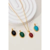 14 Ayar Altın Mardin İşi Firuze & Akik Taşlı Kolye