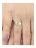 14 Ayar Küçük N Harfli Taşlı Yüzük