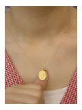 14 Ayar Altın Aynalı Oval Y Harfli Kolye